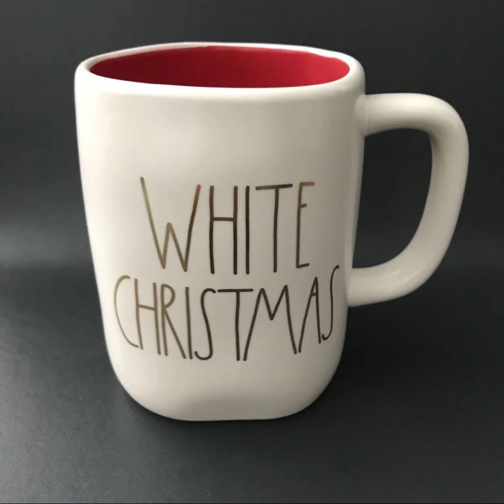 Rae Dunn White Christmas Mug with Gold Lettering